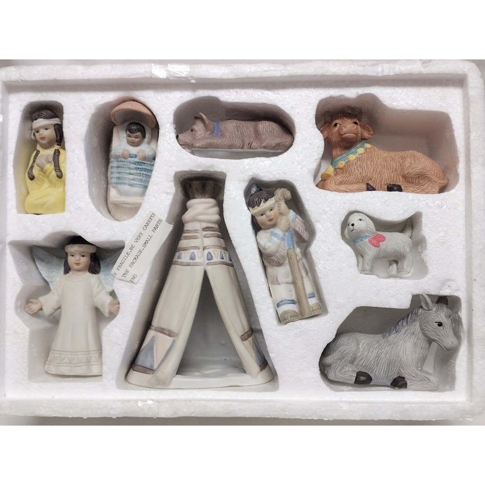 Native American Nativity Christmas Around the World House of Lloyd 9 piece 1992